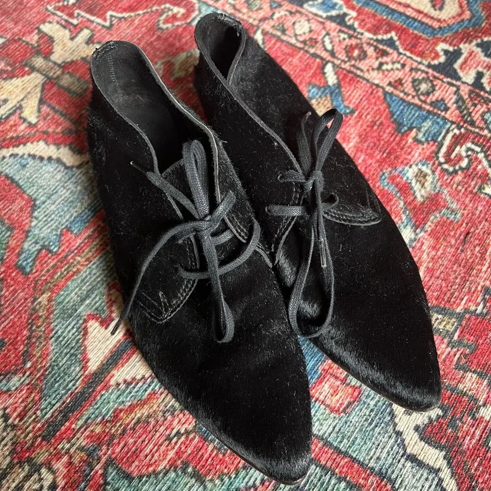 Billy Reid Black Pony Hair Indianola Lace Up Loafers/Low Boots— Size 7 - Picture 4 of 12